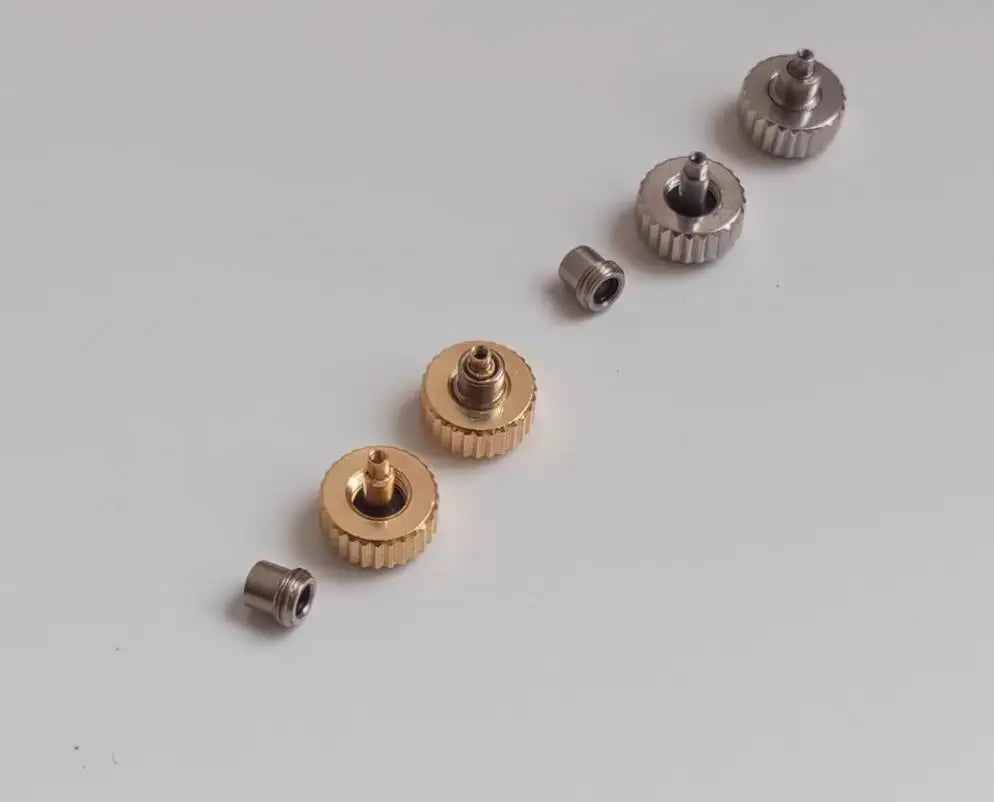 Steel threaded watch crown, head diameter, tap from 4.0mm to 7.0mm, 0.9mm with case tube, 2.2mm, 2.5mm, 2.8mm, W2315, 1 piece