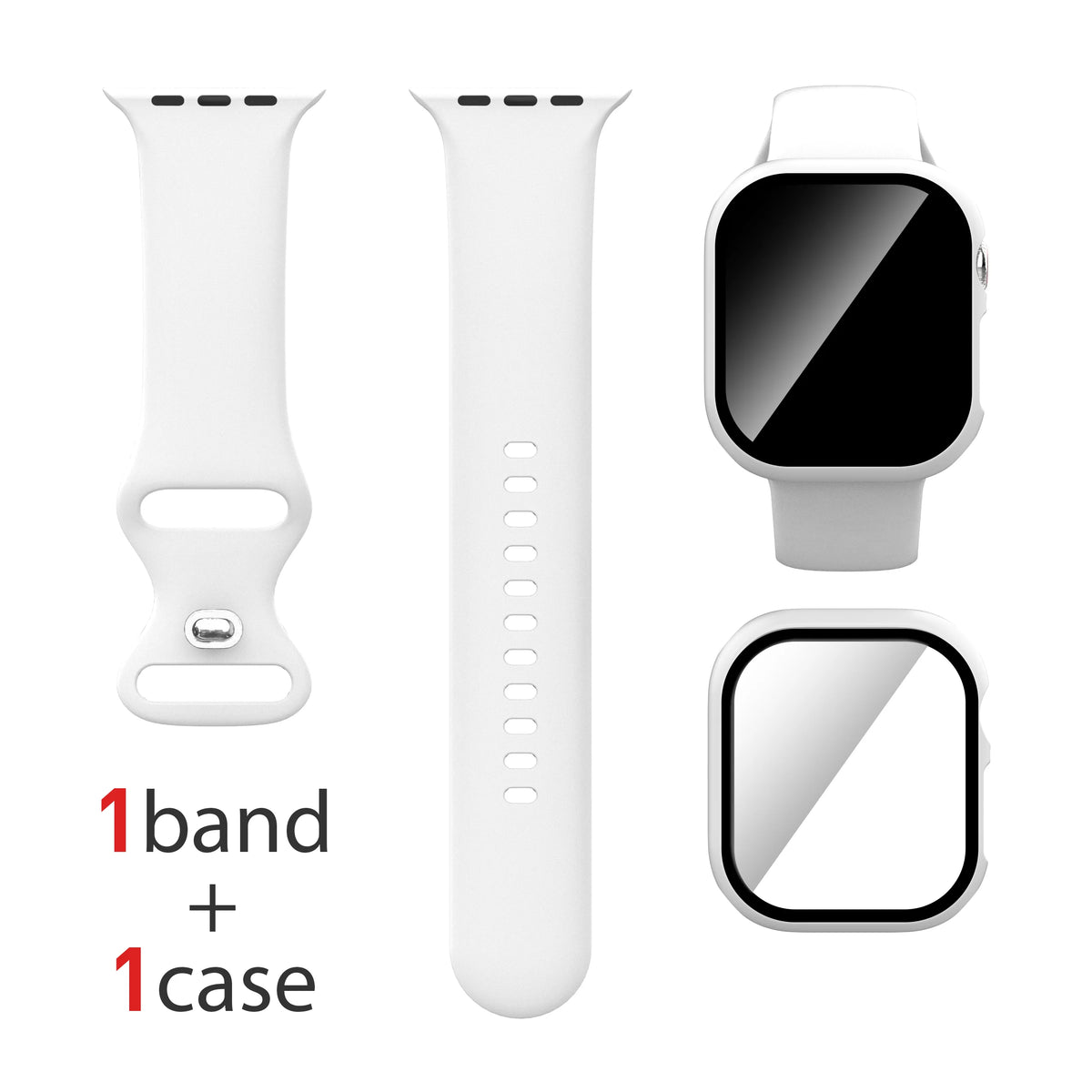 Lot de 2, pour Apple Watch : Étui + Bracelet + Protection d'écran compatible S1-S11/SE 38/40/41/Series 10-11 42mm/42/44/45/46/49mm