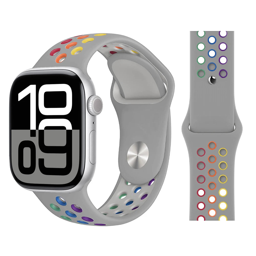 Bracelet en Silicone pour bracelets de montre Apple 46mm 44mm 45mm 40mm 41mm 42mm, Bracelet de Sport Correa iWatch série 11 10 9 SE 8 7 6 5