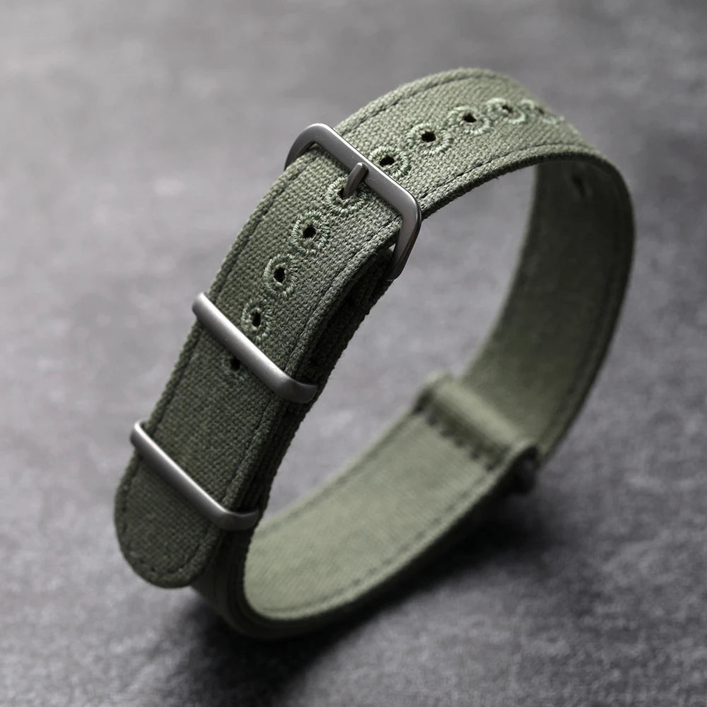 Cinturino in tela rinforzata morbida, impermeabile, anti-sudore, anti-polvere, cinturino morbido nero e verde, cinturino per orologio non in nylon, 20mm, 22mm