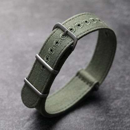Cinturino in tela rinforzata morbida, impermeabile, anti-sudore, anti-polvere, cinturino morbido nero e verde, cinturino per orologio non in nylon, 20mm, 22mm