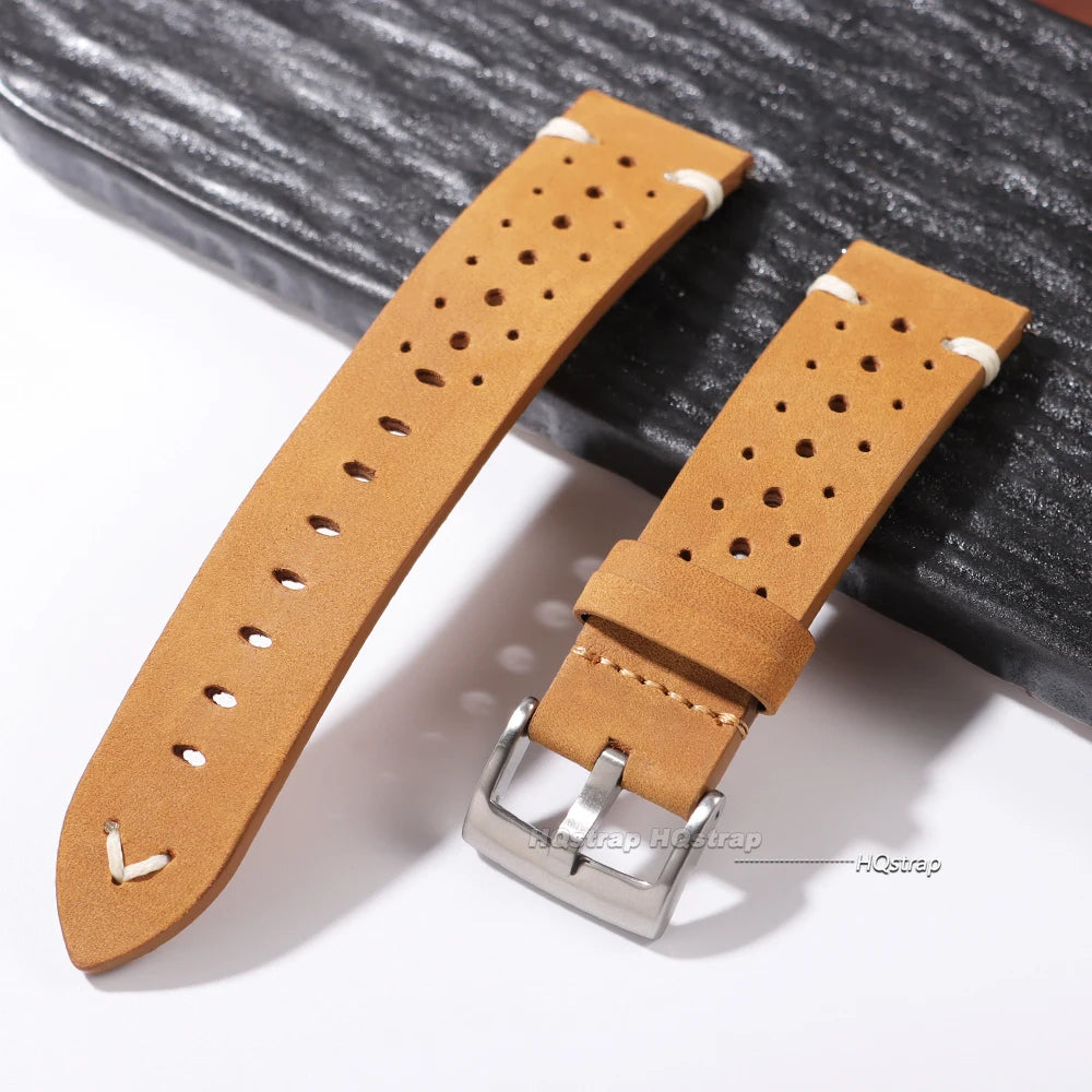 Atmungsaktives Retro-Uhrenarmband aus Rindsleder, Echtleder, Öl-Wachs-Finish mit Farbverlauf, Business-Uhrenarmband, 20 mm, 22 mm, hohe Qualität