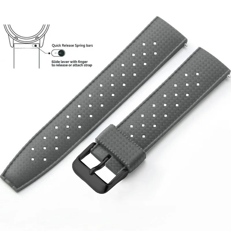 Bracelet de montre en Silicone Tropical bracelet de montre à dégagement rapide 18mm 20mm 22mm bracelet de montre intelligente Tropic en caoutchouc pour Oris Seiko Citizen