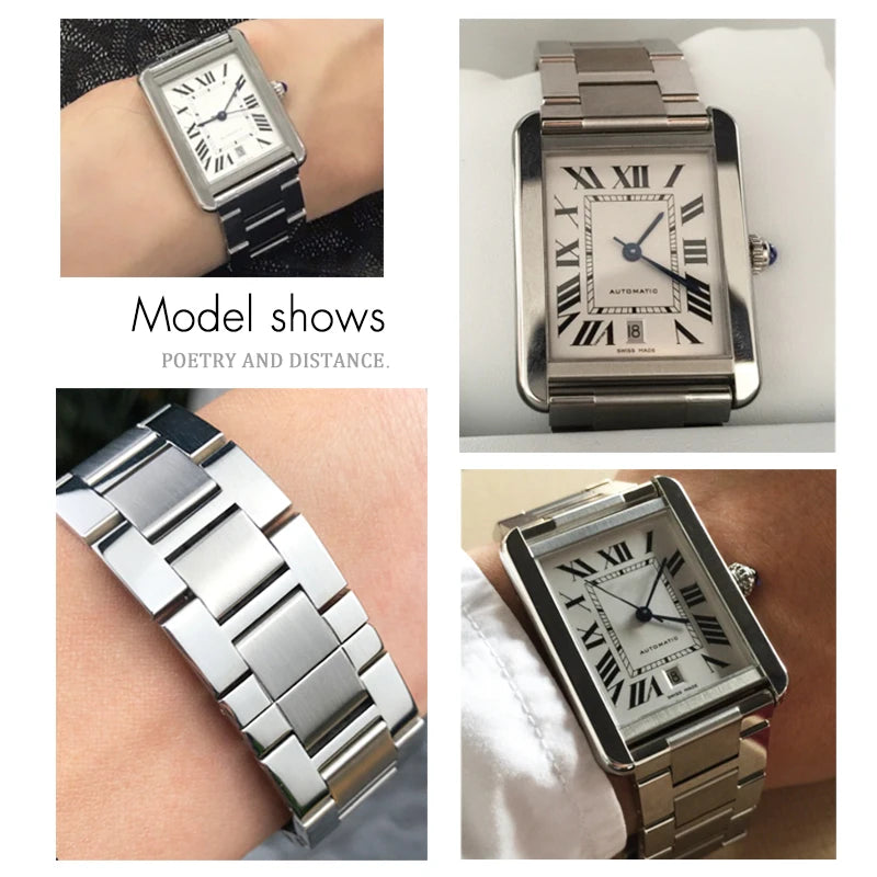 Bracelet de montre en acier inoxydable solide adapté pour Cartier, précieux bracelet de montre pour homme, 17.5mm, 19mm, 20mm, 21mm, 23.5mm, haute qualité