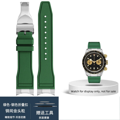 FKM – Cinturino in gomma 316L, maglia terminale curva in acciaio inossidabile 20/21/22mm per Tudor Black Bay M79363 M7939G1, adattatore in metallo, connettore 41mm