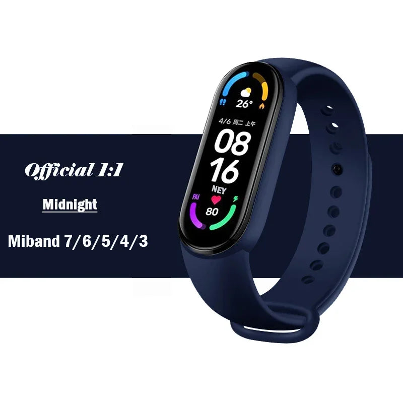 Official silicone strap for Xiaomi Mi Band 4 5 6 7, sports watch, Miband4 Miband7 Correa Mi band 3 4 5 6 7 bands
