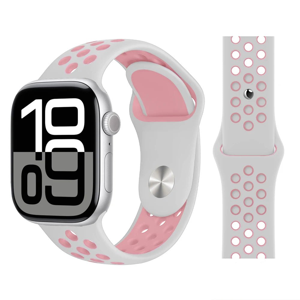 Bracelet en Silicone pour bracelets de montre Apple 46mm 44mm 45mm 40mm 41mm 42mm, Bracelet de Sport Correa iWatch série 11 10 9 SE 8 7 6 5
