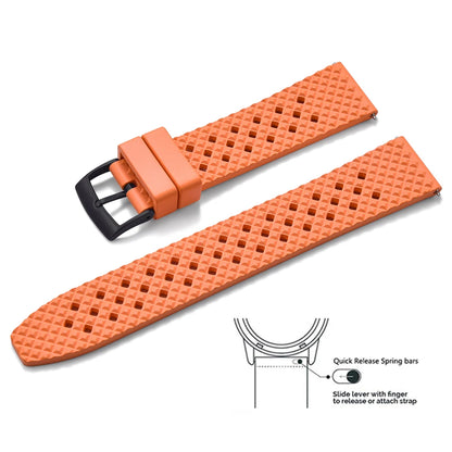 Bracelets de montre en caoutchouc FKM tropical premium 20 mm 22 mm à dégagement rapide, motif nid d'abeille, respirants et poreux pour Seiko SRP775