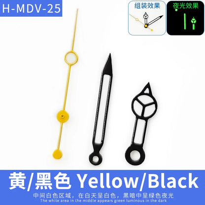 MDV-106 Luminous Watch Hands for Casio Marlin/Duro Miyota 2115 MDV 106, Black/Silver/Gold Watch Hands, Hour, Minute, Second