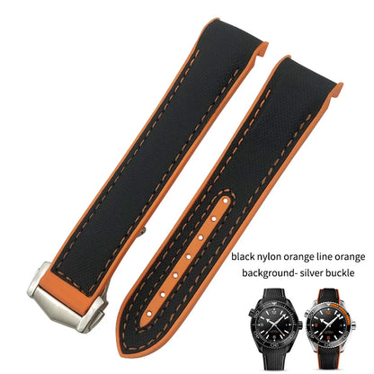 Cinturino per orologio da uomo in gomma nylon, cinturino in silicone, compatibile con Omega Seamaster 300, Moonwatch, Planet Ocean, 20mm, 21mm, 22mm, 19mm