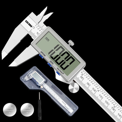 Pied à coulisse numérique, pied à coulisse numérique en acier inoxydable amélioré 150 mm/6 pouces avec grand écran LCD, parfait pour la maison, le bricolage