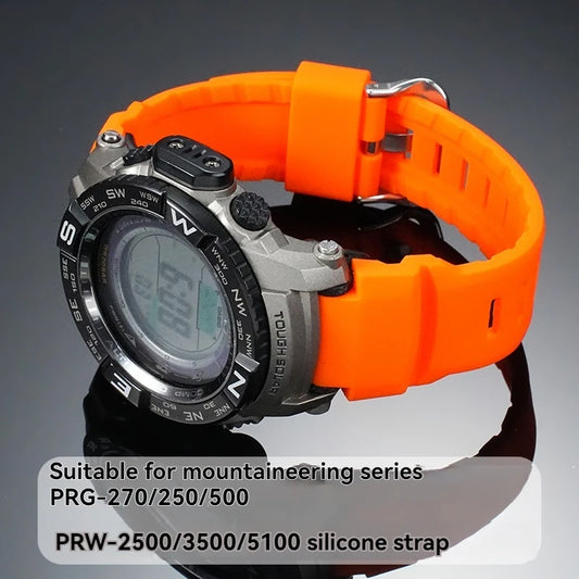 Cinturino per orologio convesso in silicone morbido, per Casio PROTREK serie PRW 3500 2500 5000 prw5100 PRG 250T 270 prg550 200