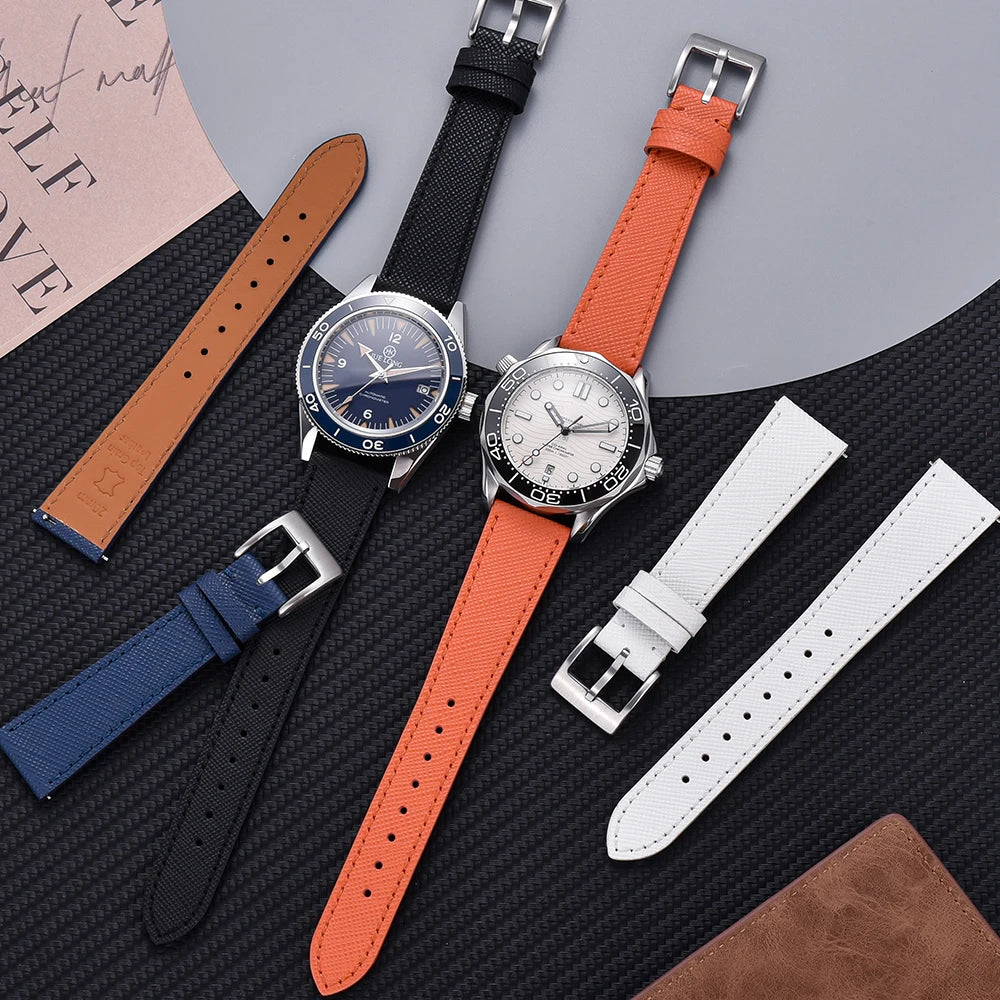 Bracelet de montre en cuir vintage cousu, 18mm, 19mm, 20mm, 21mm, 22mm, 23mm, 24mm, à dégagement rapide, rétro, durable, bracelets de remplacement