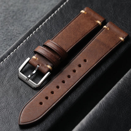 Genuine Leather Bracelet for Men, Handmade, Italian Head, Vintage Style, 18 19 20 21 22MM, Black, Brown, Grey, Green