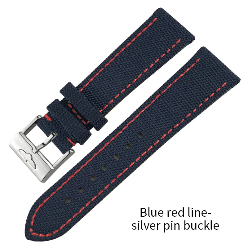 Bracelet de montre en cuir et nylon épais de qualité, 21mm 22mm, pour Breitling Avenger CHRONOMAT NAVITIMER SUPEROCEAN, bracelet de montre à fond jaune