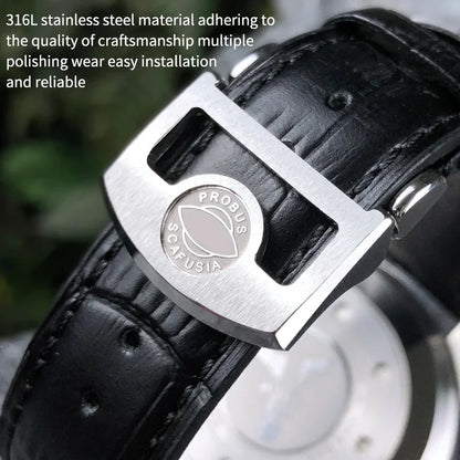 Bracelet de montre en cuir de veau véritable, grain d'alligator, compatible avec IWC Pilot Portuguese Serie, disponible en noir, marron et bleu