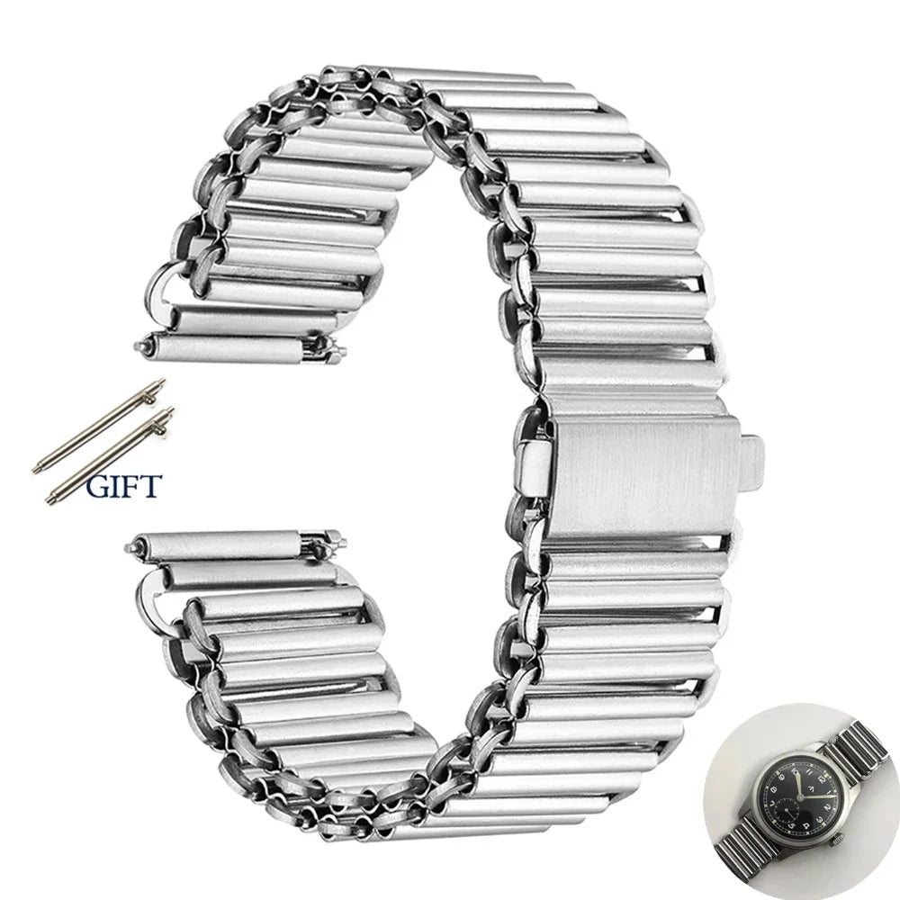 316L Stainless Steel Watch Band, Bonklip Alpine Buckle, 20-22mm, Universal Quick-Release Milanese Metal Watch Band for Smartwatches