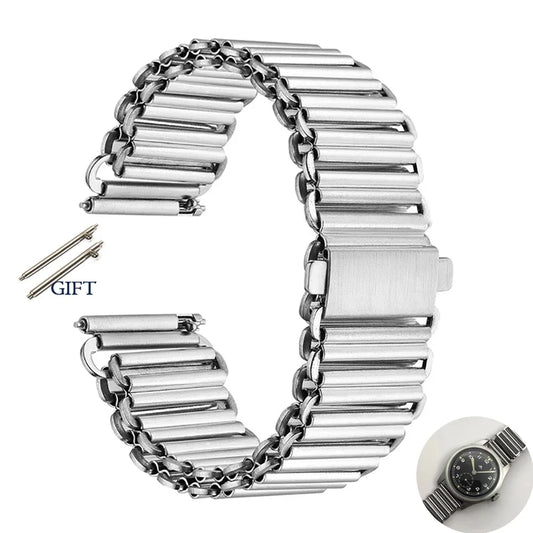 Cinturino per orologio in acciaio inossidabile 316L, fibbia Bonklip Alpine, 20-22 mm, cinturino in metallo milanese a sgancio rapido universale per smartwatch