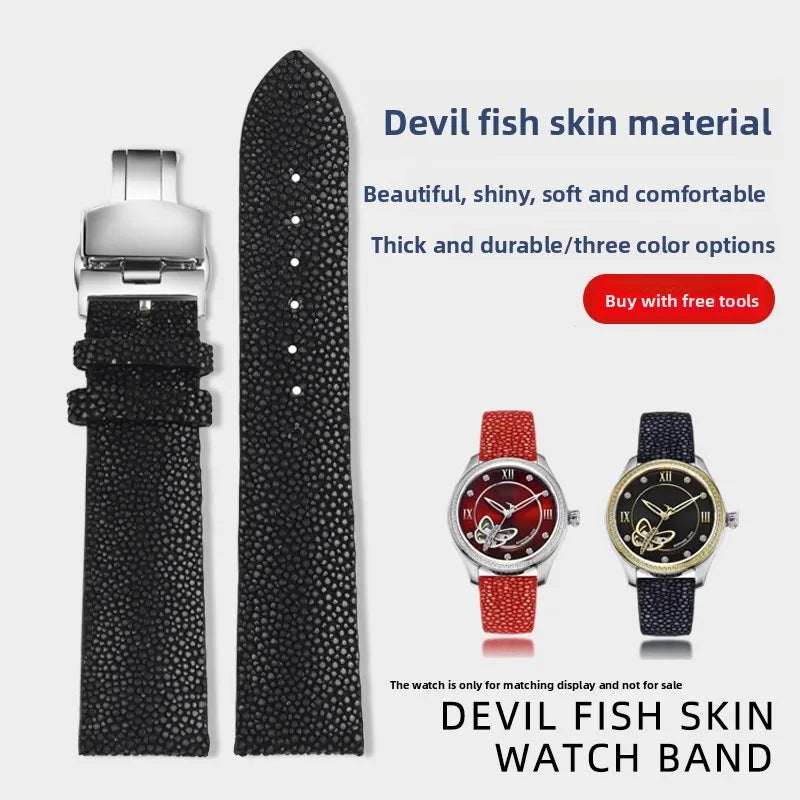 Bracelet de montre en peau de poisson perle pour Huawei TISSOT Omega Mido Tudor bracelet de montre en cuir Manta Ray pour hommes et femmes 20mm 22mm