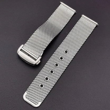 20mm 22mm Milanese Watch Band for Omega 007 Seamaster 300, Stainless Steel Mesh Bracelet, Original Folding Buckle