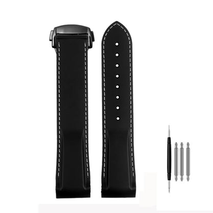 Cinturino per orologio da uomo in gomma e silicone, fibbia pieghevole, estremità curva, per Omega Seam84300 Speedmaster, 20 mm 21 mm 22 mm