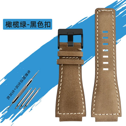 34*24mm Convex Pour Bell & Ross B & R BR-01 BR-03 High Quality Genuine Leather Strap Men's Watch Bands for BR01 BR03 Strap