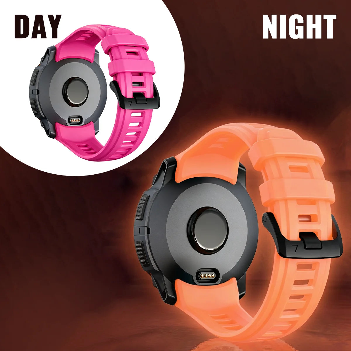Cinturino per orologio in silicone luminoso, 22mm 26mm, per Garmin Instinct 3 (50/45mm)/Fenix 8Pro (47/51mm)/7/7X/6/6X/Tactix8/Forerunner970