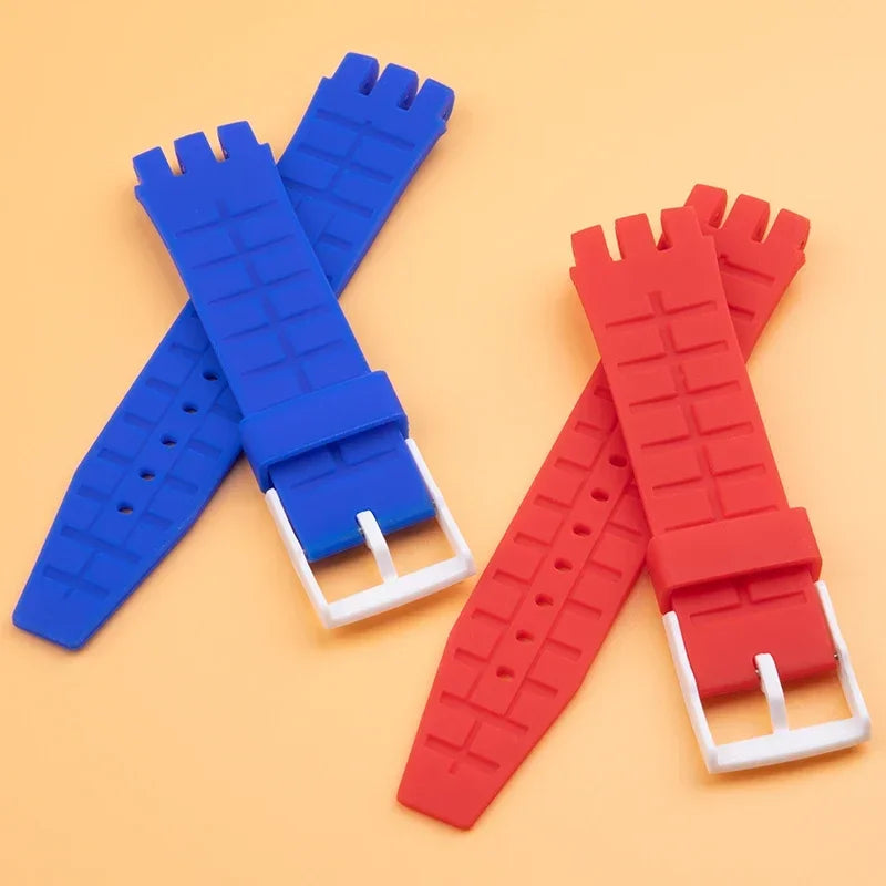 High Quality Soft Silicone Rubber Watch Band Accessories, Colorful, for Swatch 24x22mm Strap, for IRONY SCUBA 200 Belt Buckle