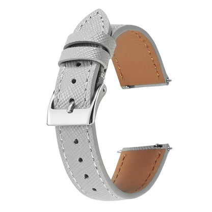 Cinturino sottile in pelle Saffiano da uomo, cinturino sottile, pelle di vitello morbida, a sgancio rapido, motivo a palma, 18 mm, 20 mm, 22 mm