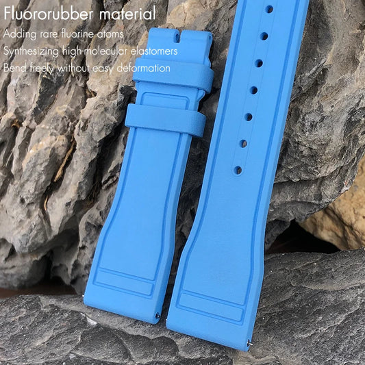 Nuovo 20mm 22mm fluororubber FKM gomma terminale curvo bracciale morbido per Tudor Black Bay BB58 1958 cinturino morbido colorato