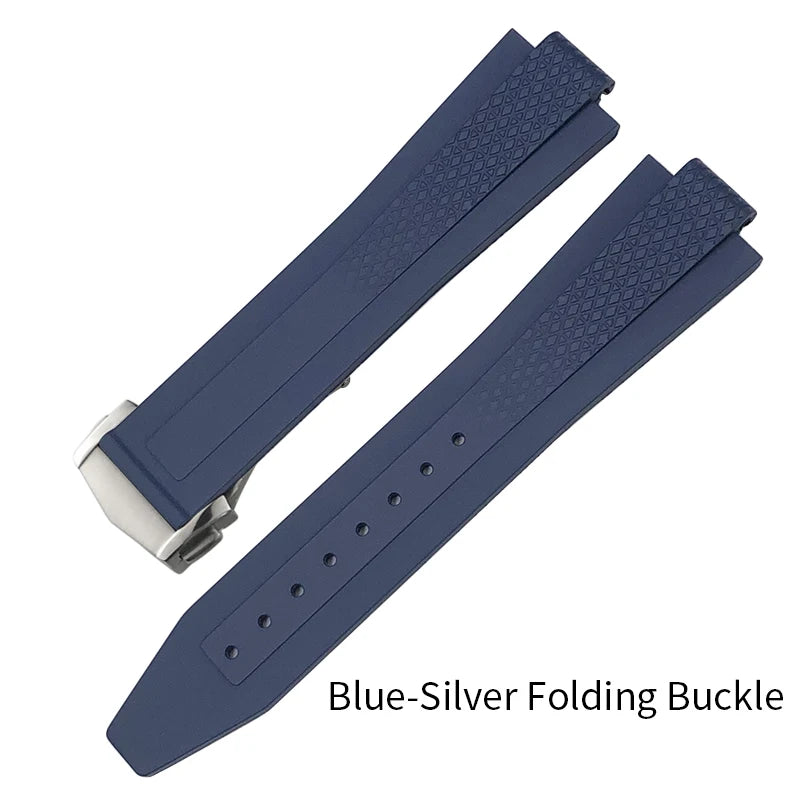 Nuovo cinturino per orologio in morbida gomma naturale FKM con estremità metalliche curve da 22 mm per Tudor 41 mm Black Bay, chiusura deployante, cinturino da uomo