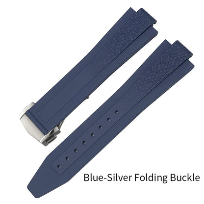 Nuovo cinturino per orologio in morbida gomma naturale FKM con estremità metalliche curve da 22 mm per Tudor 41 mm Black Bay, chiusura deployante, cinturino da uomo
