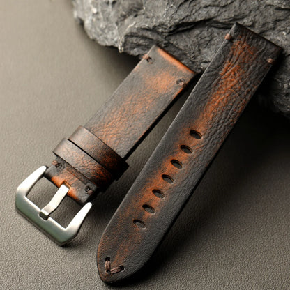 Cinturino in pelle lucida fatto a mano, 20MM 22MM 24MM, strato superiore in pelle bovina, effetto invecchiato, compatibile con orologi di fascia alta PAM111 441