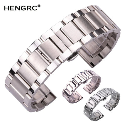 Men's and Women's Watch Straps, Solid Stainless Steel, 18mm, 20mm, 21mm, 22mm, 23mm, 24mm, Accessories