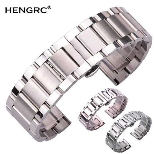 Bracelets de montre pour hommes et femmes, en acier inoxydable massif, 18mm, 20mm, 21mm, 22mm, 23mm, 24mm, accessoires