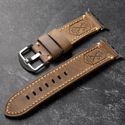 Vera pelle bovina tedesca fatta a mano, primo strato, adatta per Apple Watch S10 Ultra 49MM, cinturino retrò spesso in pelle