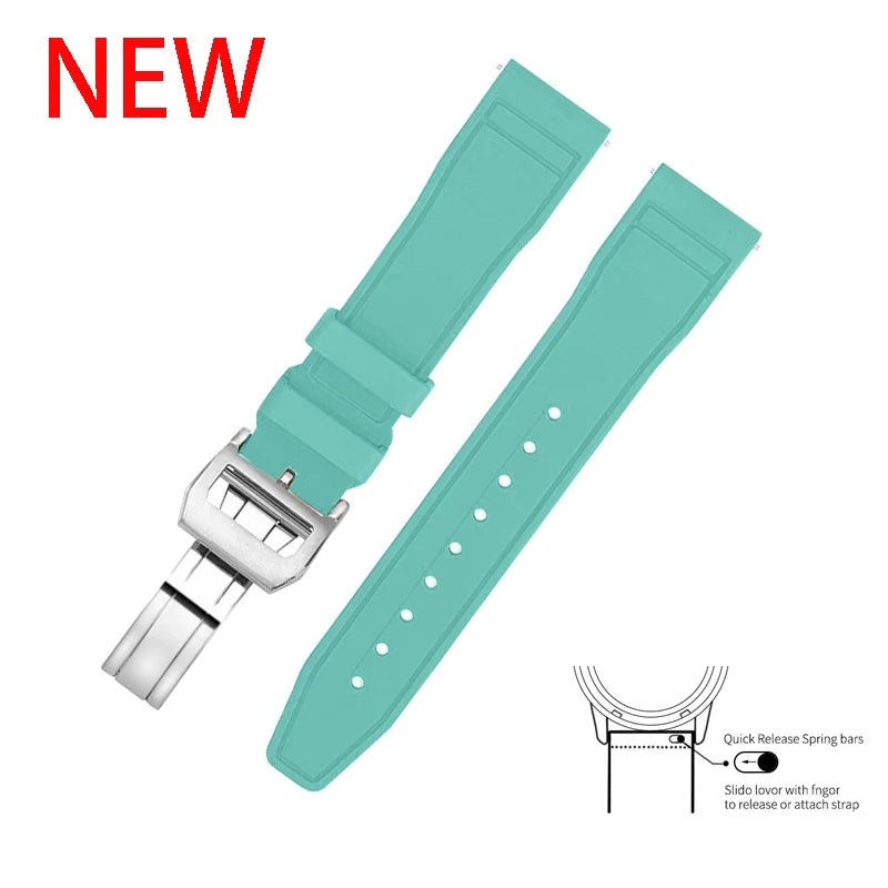 20mm 21mm 22mm Premium FKM Fluoro Rubber Watch Straps FPM Butterfly Buckle Quick Release Watch Bands for I-WC Watch Bands
