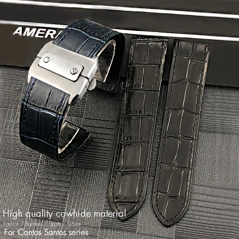 Genuine Leather Watch Strap for Men and Women, Colorful Straps, Glue Head Pieces, Watch Band for Cartier Sandoz, 100, 23mm, 20mm