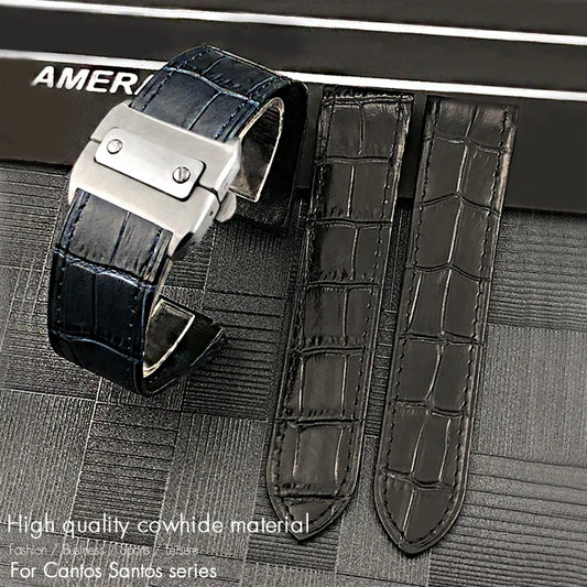 Genuine Leather Watch Strap for Men and Women, Colorful Straps, Glue Head Pieces, Watch Band for Cartier Sandoz, 100, 23mm, 20mm
