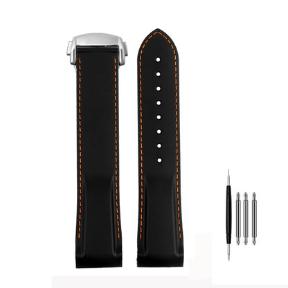 Cinturino per orologio da uomo in gomma e silicone, fibbia pieghevole, estremità curva, per Omega Seam84300 Speedmaster, 20 mm 21 mm 22 mm