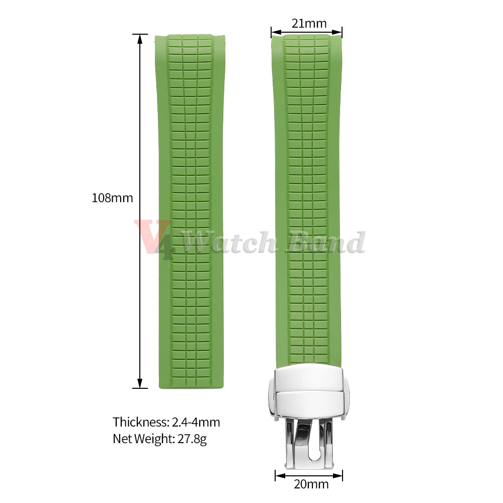 Cinturino per orologio in silicone resistente con estremità curve da 21 mm per Patek Philippe Grenade, cinturino in gomma antipolvere, serie Aquanaut 5164/5167