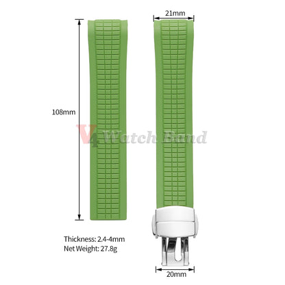 Cinturino per orologio in silicone resistente con estremità curve da 21 mm per Patek Philippe Grenade, cinturino in gomma antipolvere, serie Aquanaut 5164/5167
