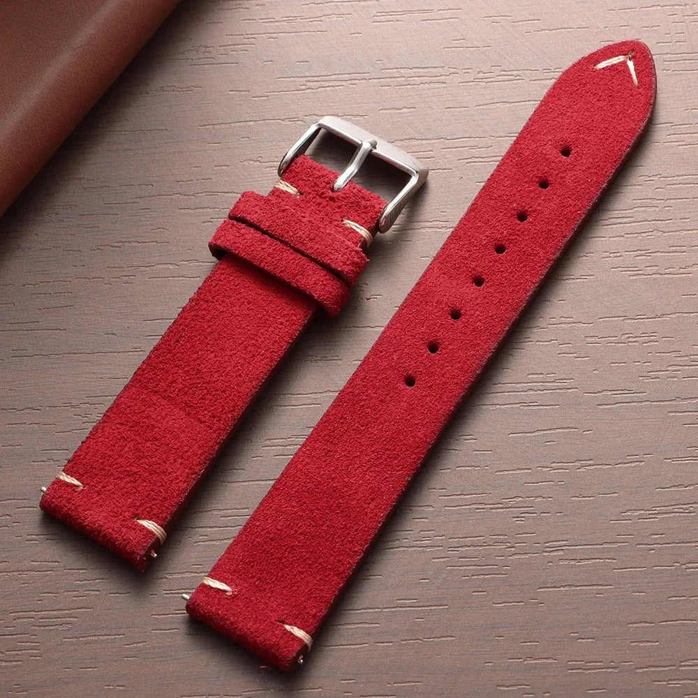 Bracelet de montre Vintage en cuir suédé, bracelet de montre en cuir de veau à dégagement rapide, 14/16/18/19/20/21/22mm, bracelet de remplacement avec boucle ardillon