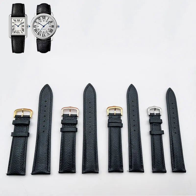 Bracelet de montre en cuir de vachette pour Cartier Tank/Solo Must Round Santos, attache rapide, durable, souple et respirant