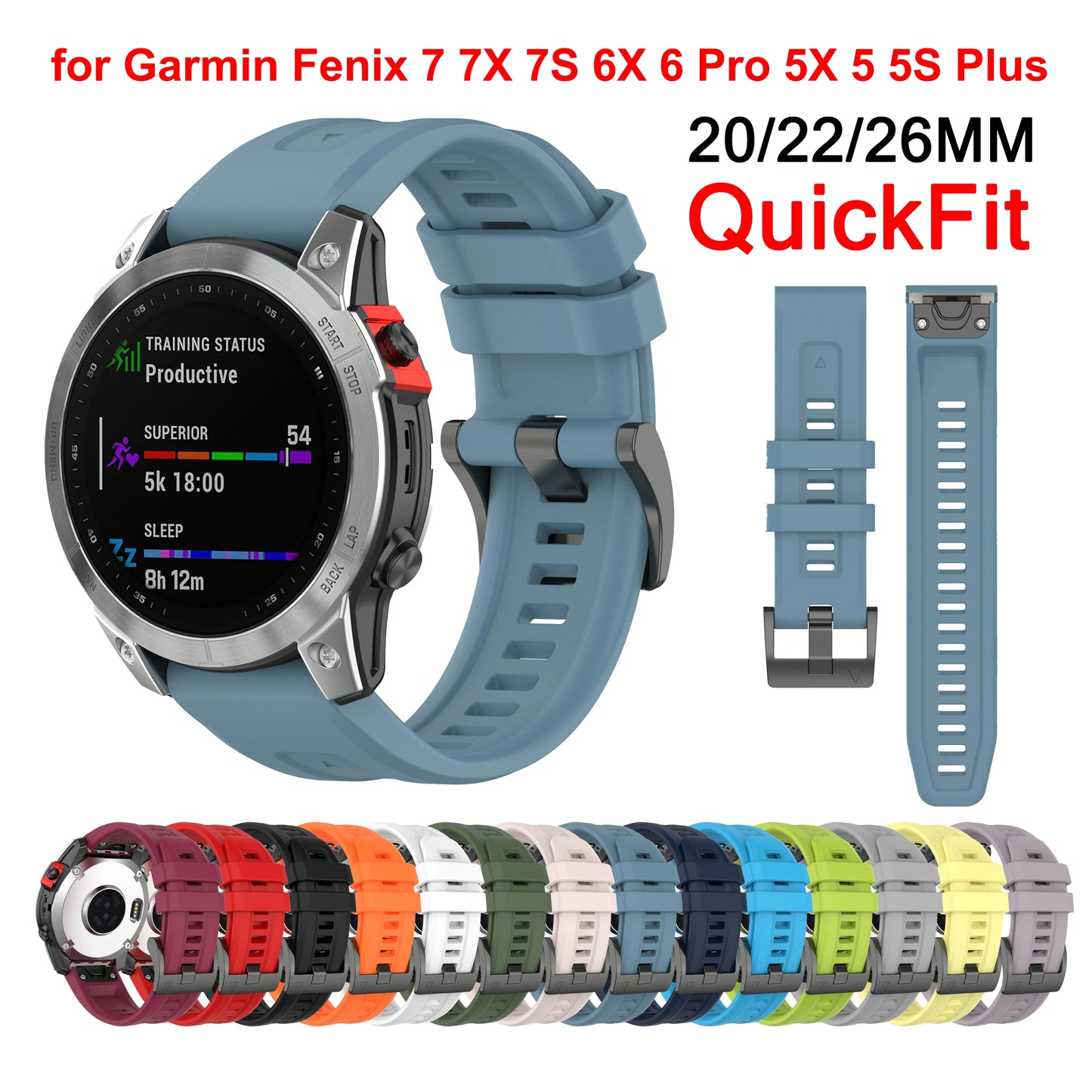 Bracelet en Silicone pour Garmin fenix 7X 7 7S 6 6X Pro Bracelet de montre pour fenix 5X 5S Plus 3HR 945 935 poignet 20 22 26mm QuickFit
