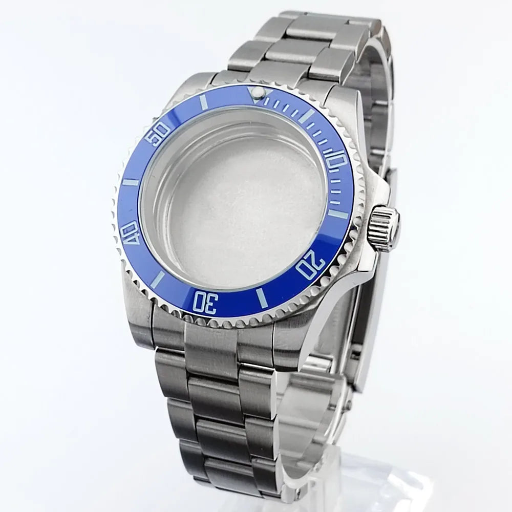    40.5mm sous-montre verre saphir boîtier en métal ajustement NH35/36/38 mouvement ajustement 28.5mm cadran pièces de montre accessoires boîte de montre bande