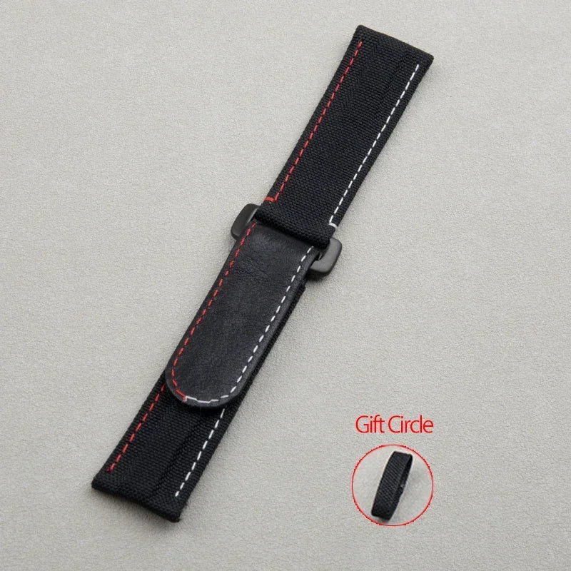 Accesorios universales, correa de reloj de tela de nailon y cuero de 22 mm, para correa Rolex, para Huawei, Tudor, Seiko, Tissot, Breitling