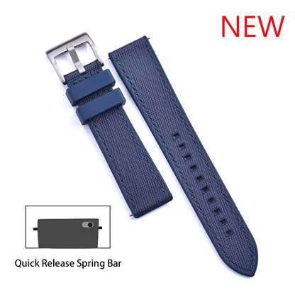 Bracelet de montre FKM, nouveau Design, 20mm 22mm, libération rapide, hybride, caoutchouc fluoré, cuir, FPM, doux et Durable, unisexe