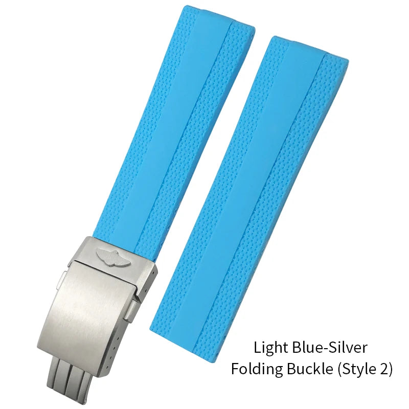 Bracelet de montre en caoutchouc et Silicone, 20mm 21mm 22mm 23mm 24mm, pour Breitling Superocean Avenger professionnel, bleu blanc vert