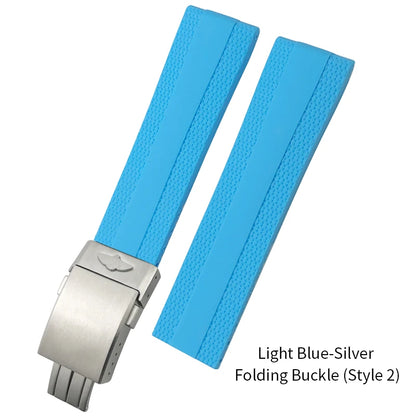 Bracelet de montre en caoutchouc et Silicone, 20mm 21mm 22mm 23mm 24mm, pour Breitling Superocean Avenger professionnel, bleu blanc vert